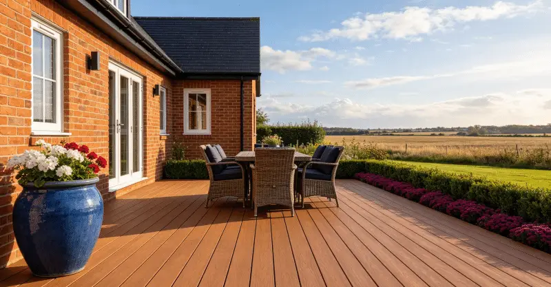 Modern grey decking colour for contemporary patios